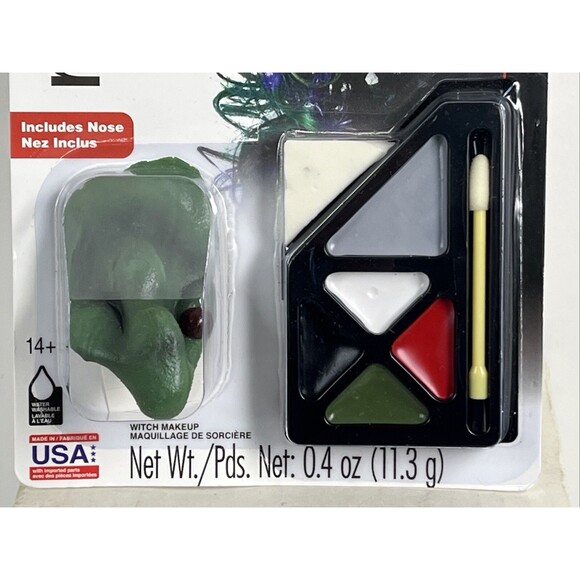 Witch Makeup Kit 5 Colors Sponge Applicator Prosthetic Nose Made in USA Rubies - Picture 5 of 10